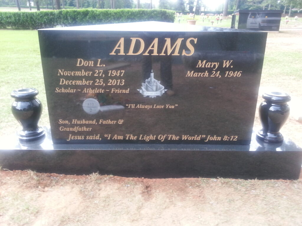 granite companion memorial with vases