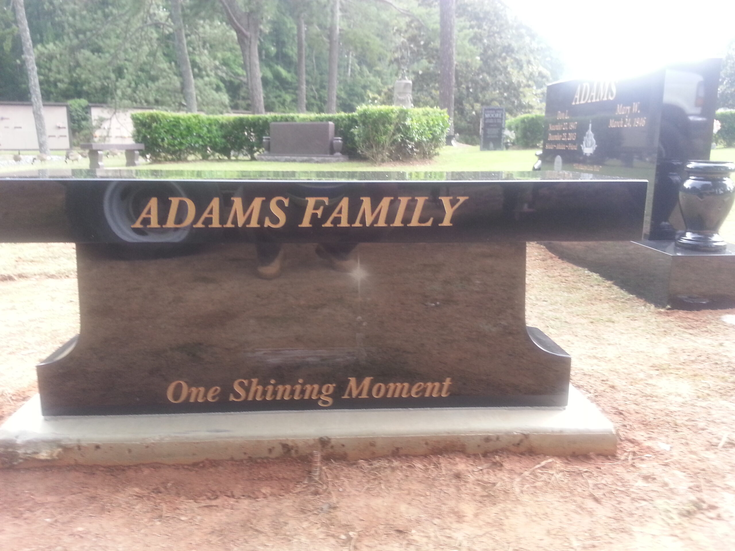 black granite bench memorial