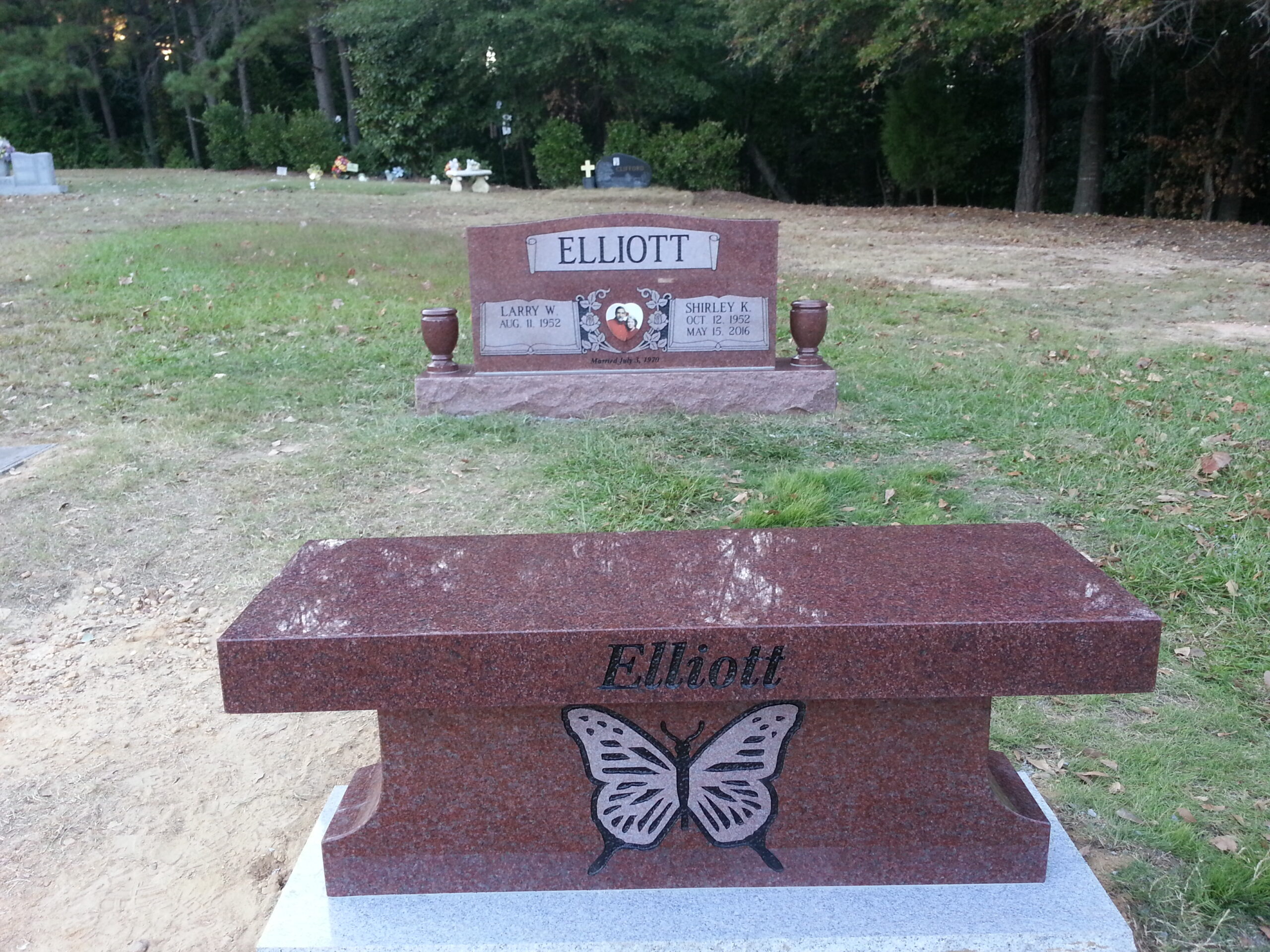 pink granite bench memorial
