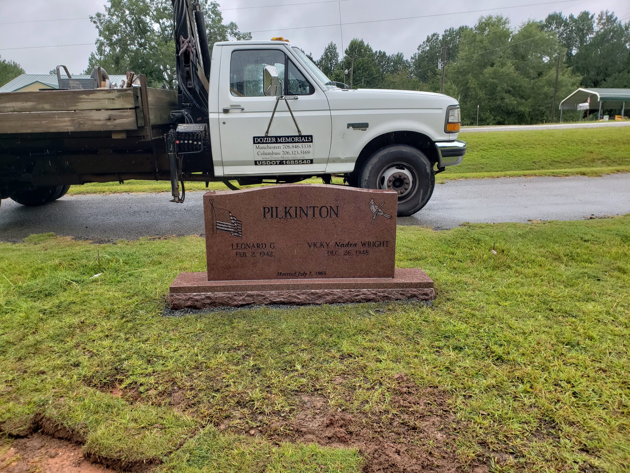 pink granite companion headstone