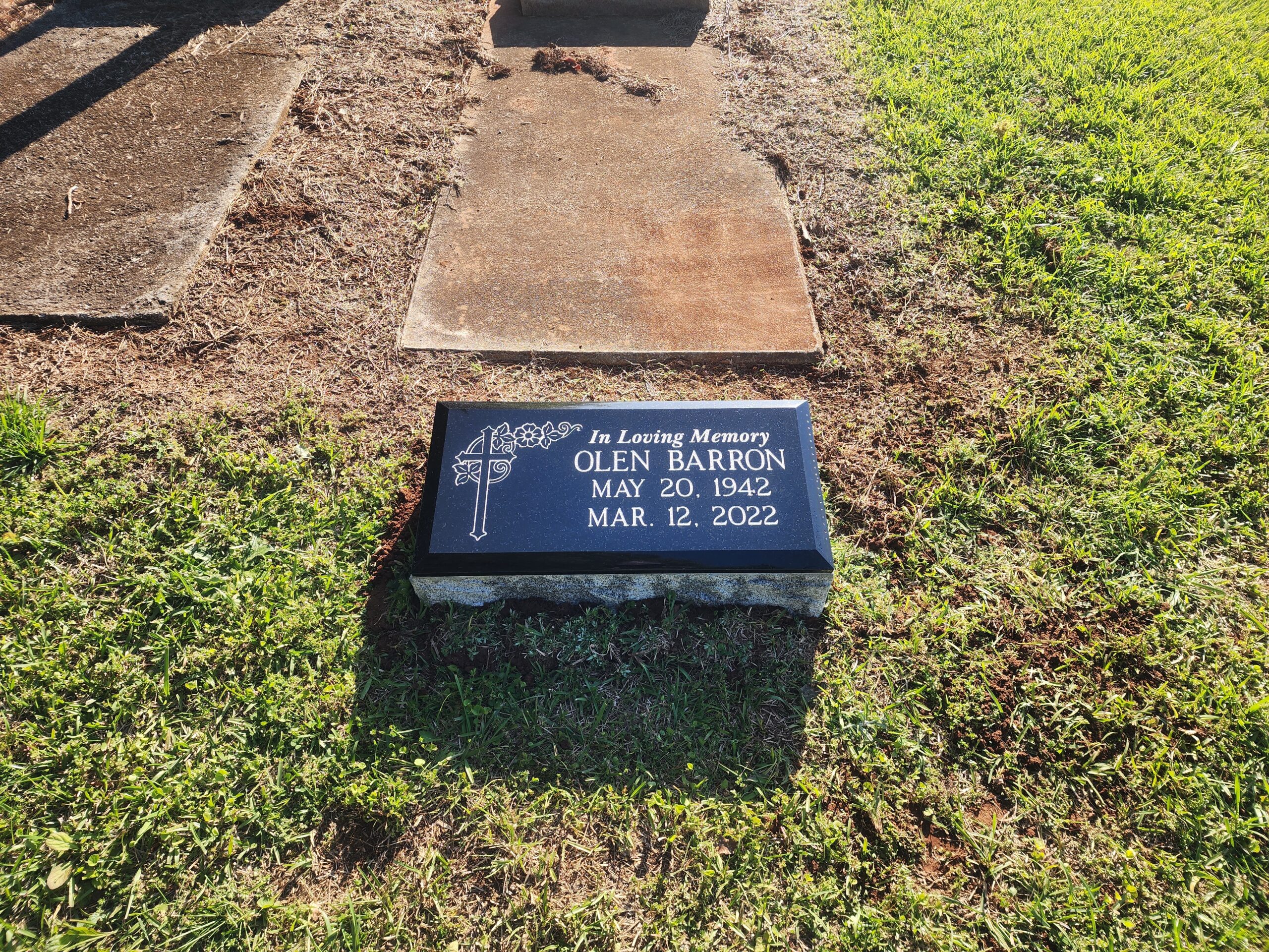 black granite bevel grave marker