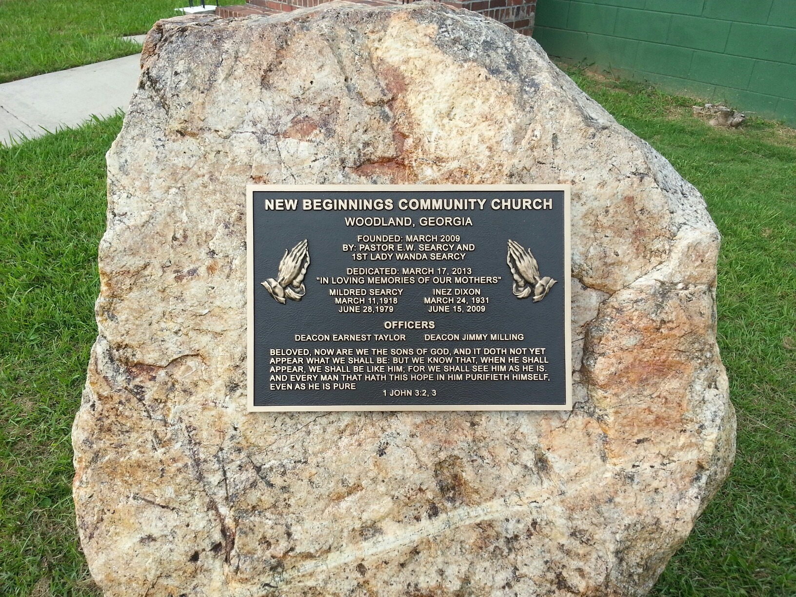 New Beginnings Memorial II bronze sign for church