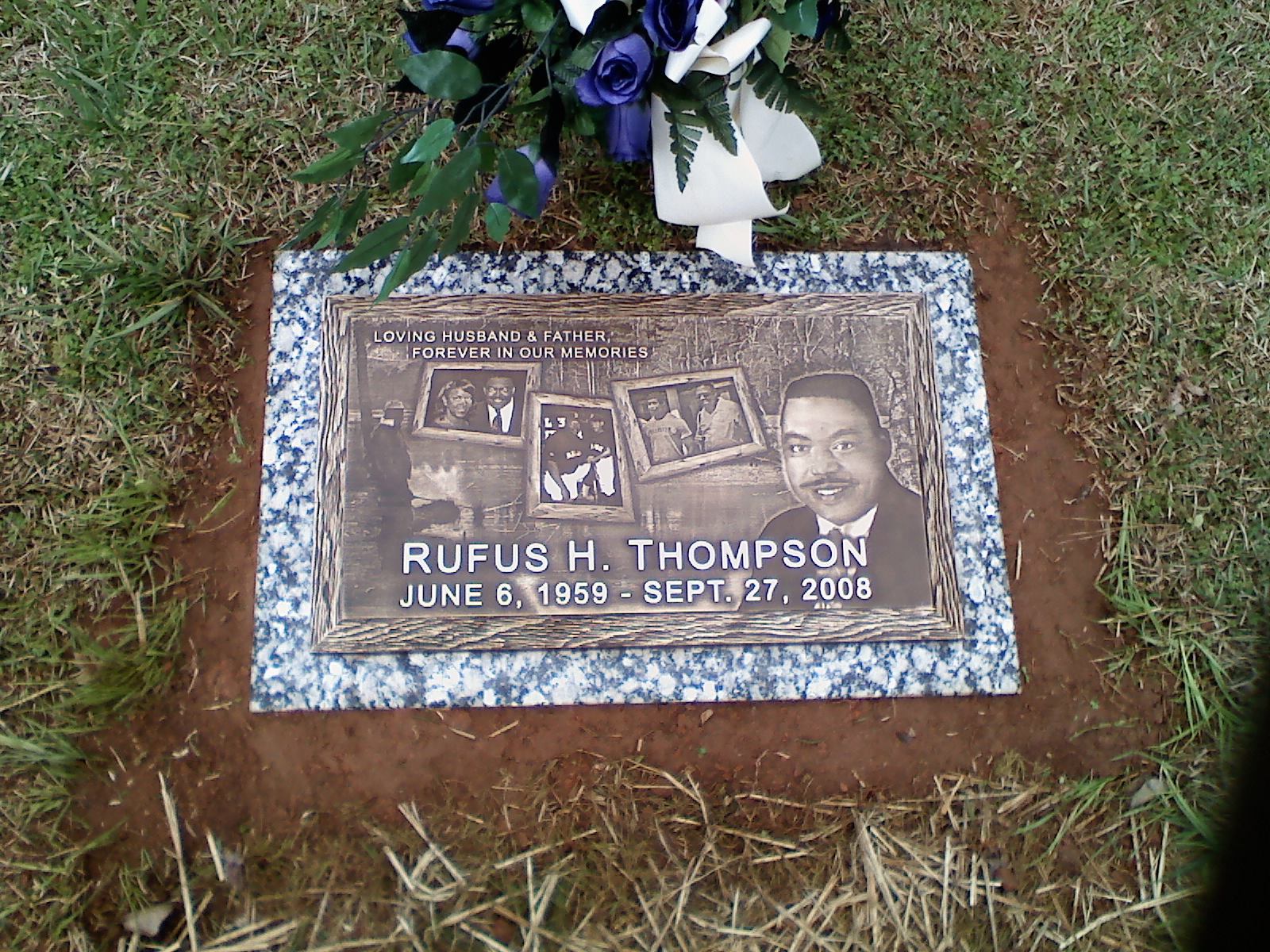 R. Thompson Memorial bronze memorial with engraved photos